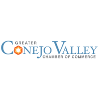 Logo of the Greater Conejo Valley Chamber of Commerce with text in blue and an orange geometric icon that highlights What Makes Us Different.